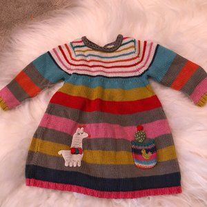 Catimini Knit Dress with Llama and Duckie